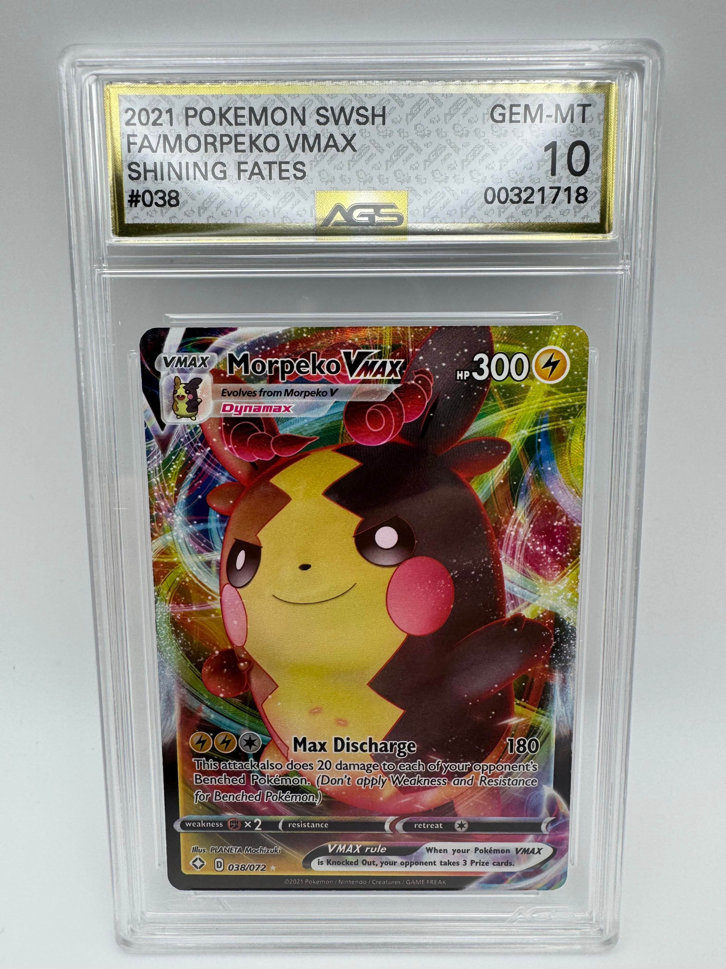 Graded AGS 10 Morpeko VMAX 2021 Shining Fates 38 Holographic Pokemon Card