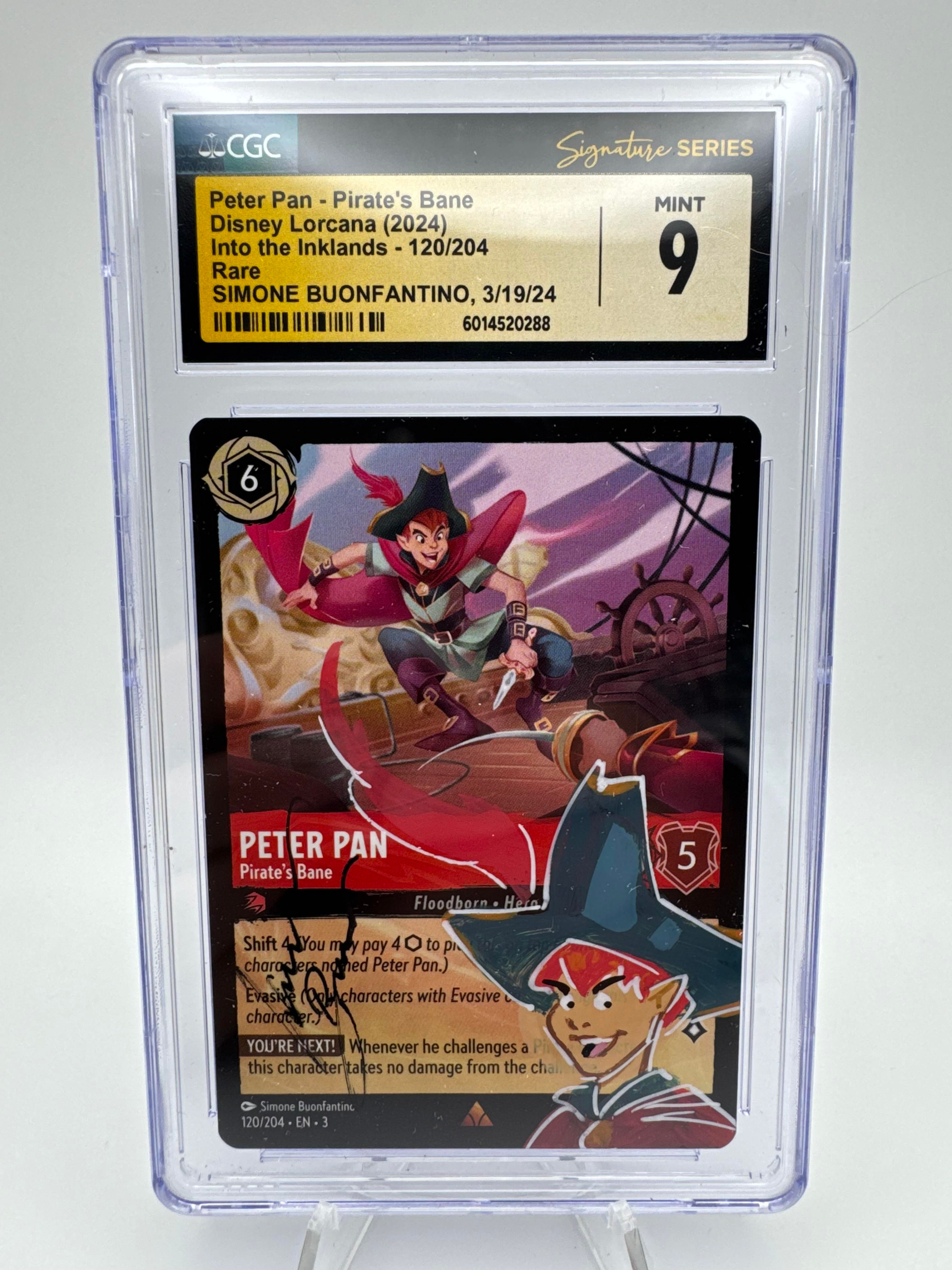 Graded CGC 9 Peter Pan - Pirate's Bane 2024 Disney Lorcana - Into the Inklands