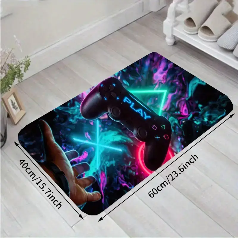 Non-Slip Bath Mat with Game Print for Indoor Use