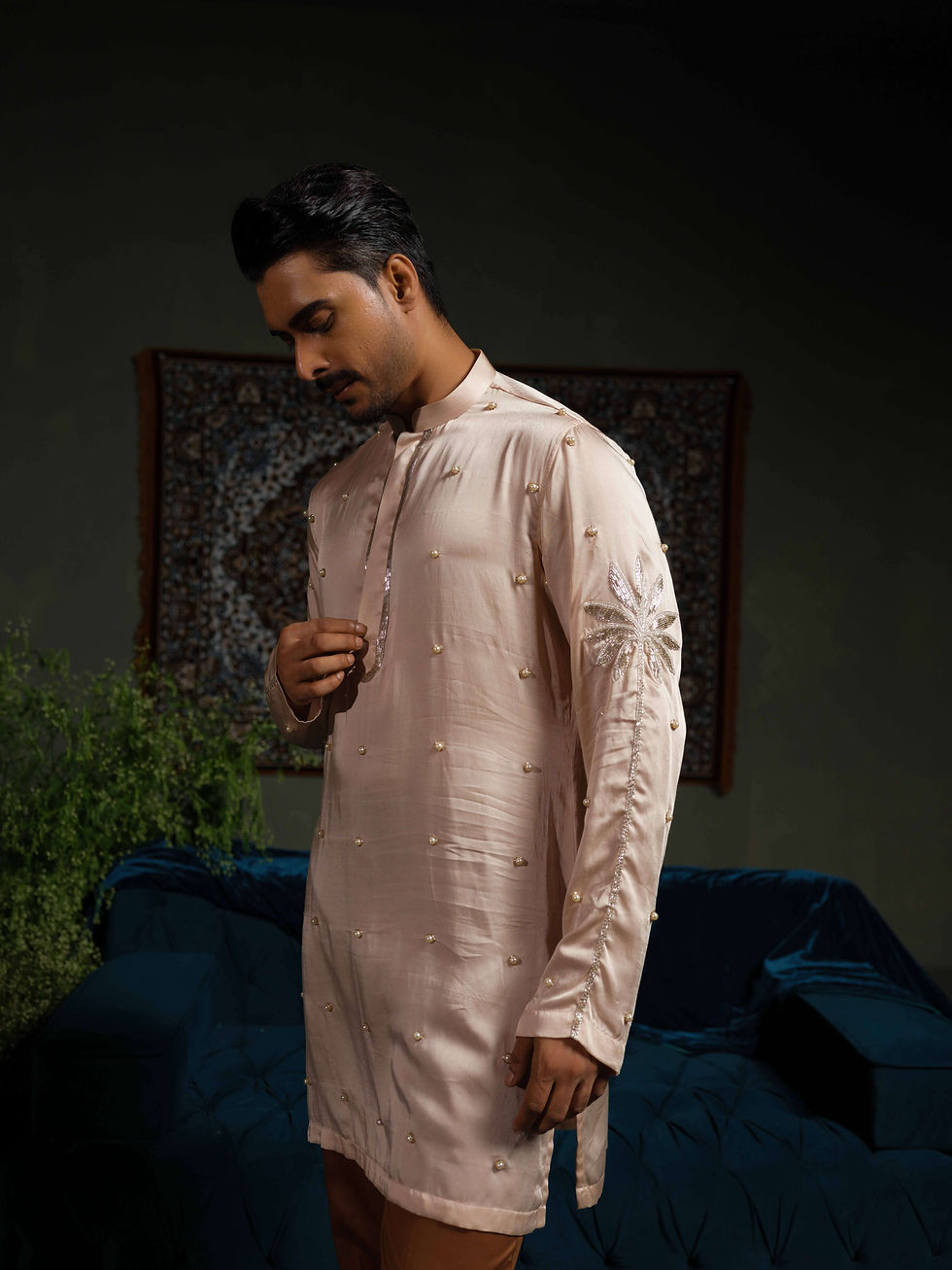 Thumbnail: Peach Palm Kurta Set