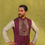 Thumbnail: Reindeer Wine Linen Bundi / Nehru Jacket Only