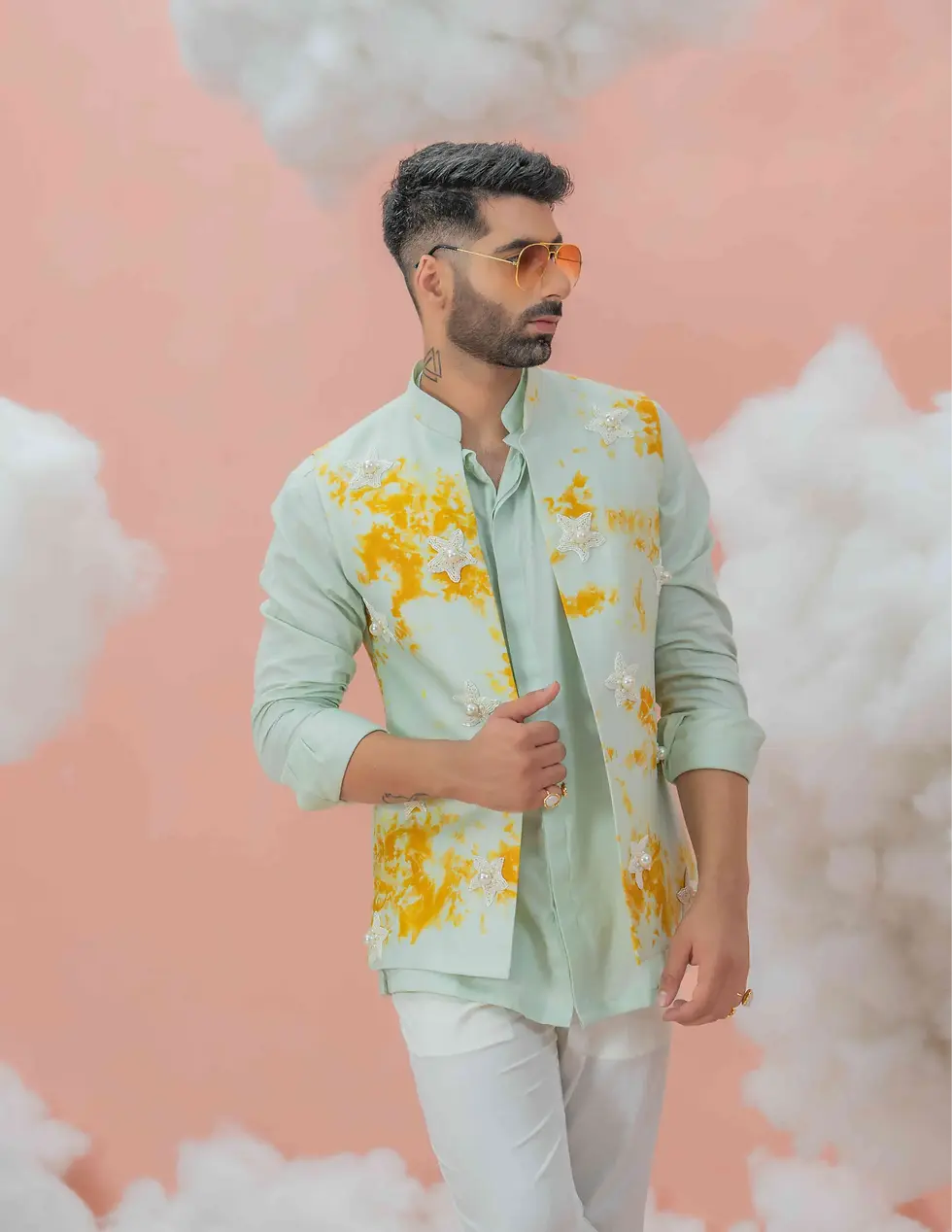Thumbnail: Starfish Tie Dye Bundi / Nehru Jacket only