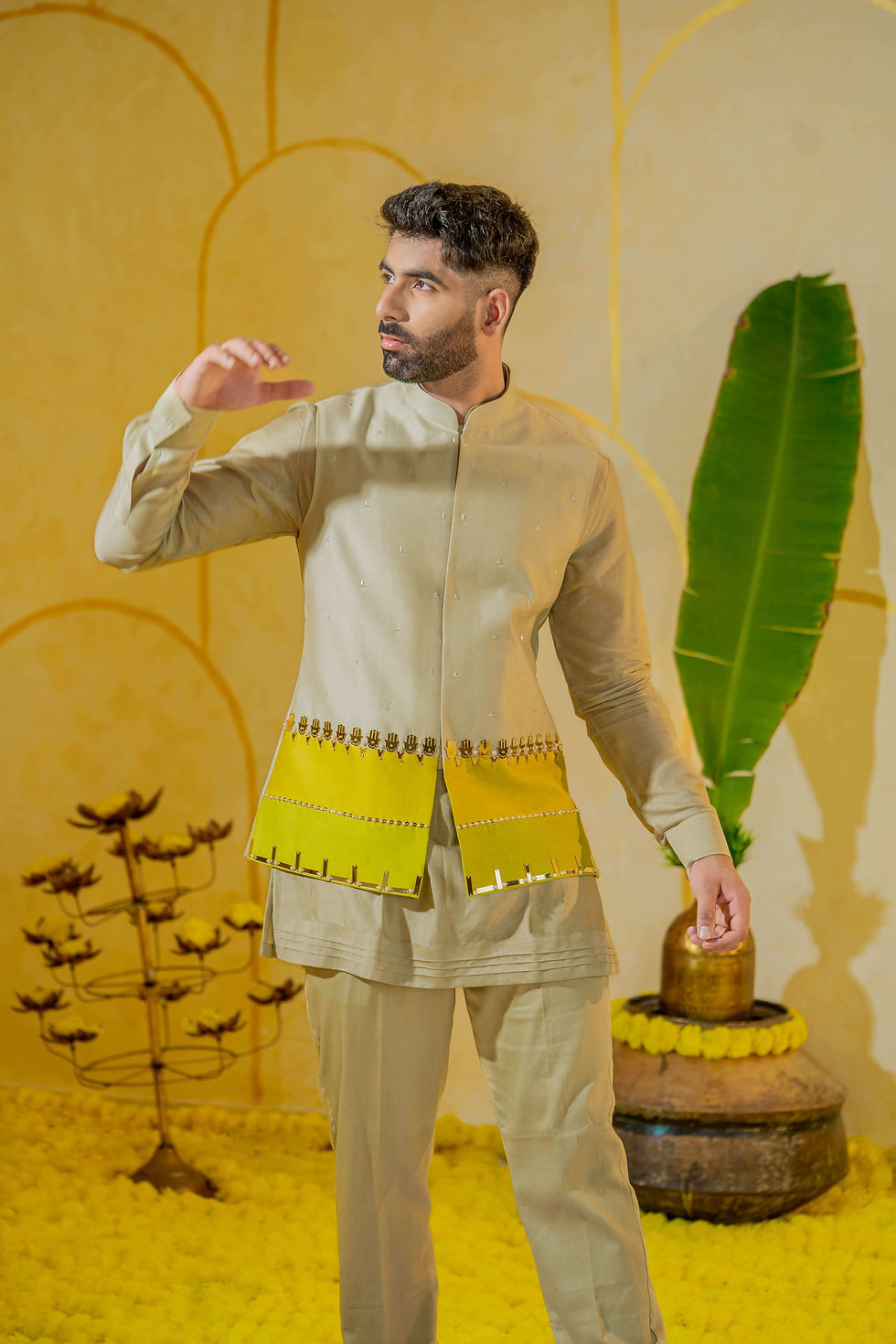 Thumbnail: Khaki Warm Short Kurta Set