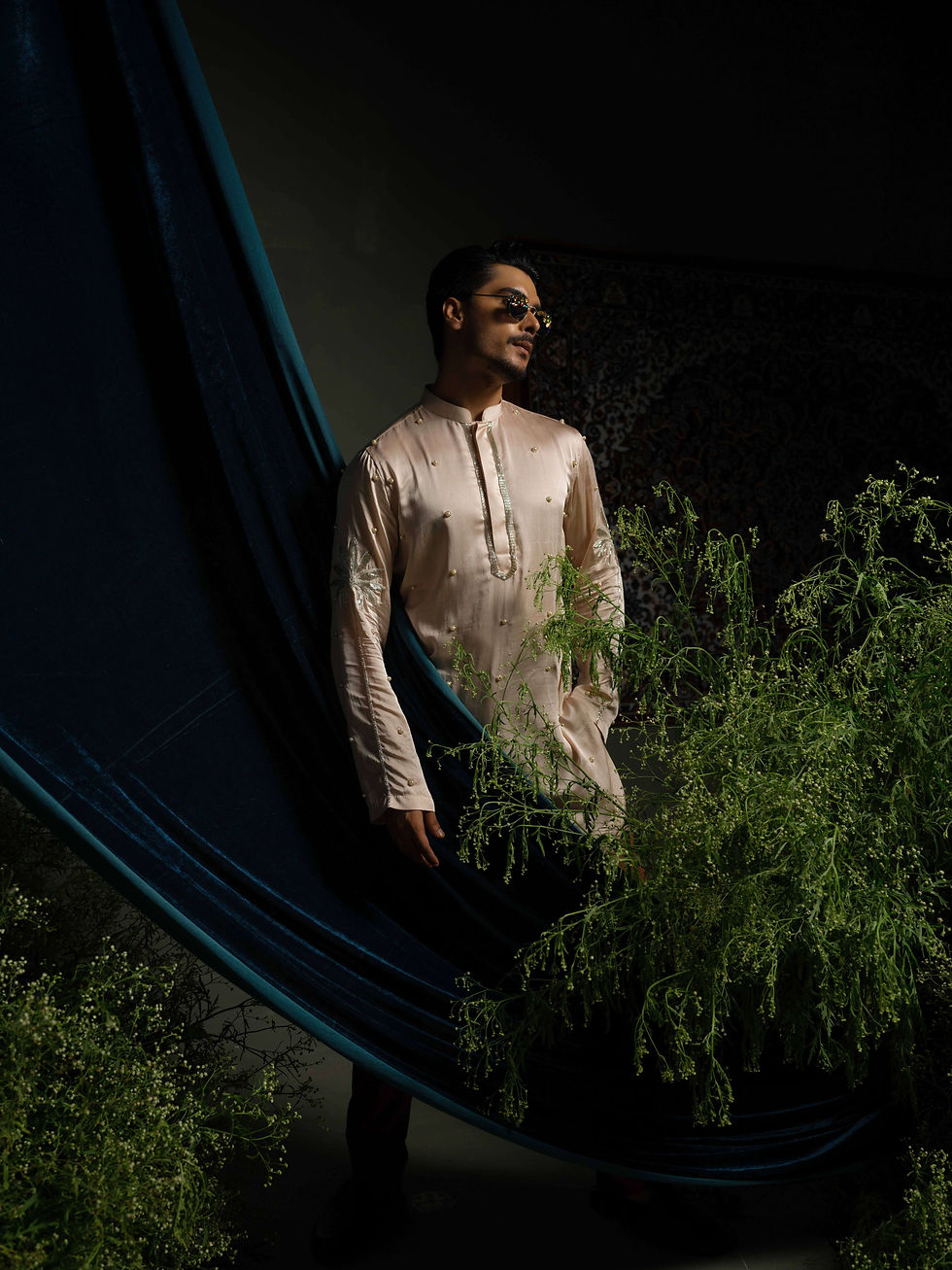 Thumbnail: Peach Palm Kurta Set