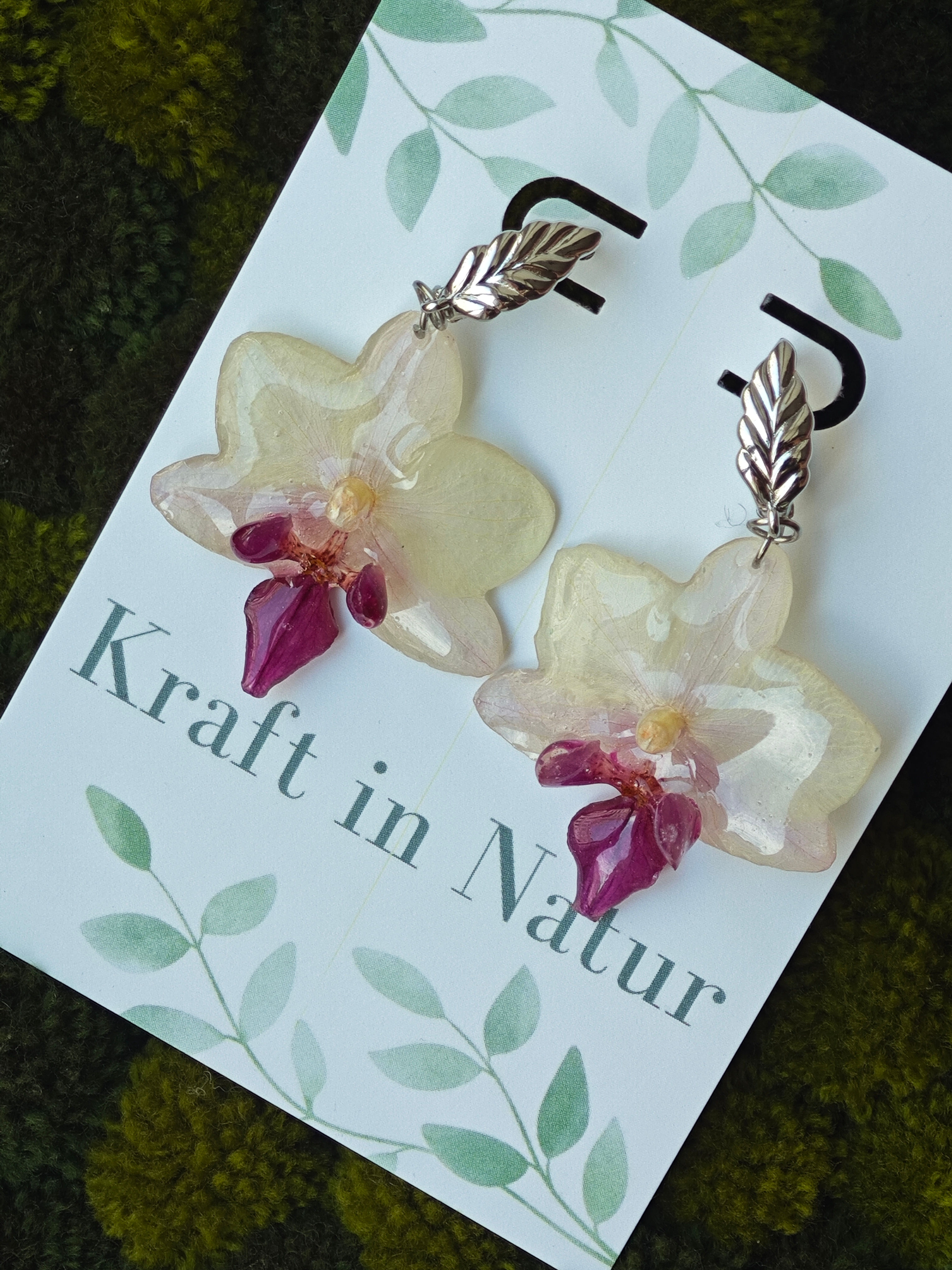 Bicolor Phalaeopnosis Orchid Earrings