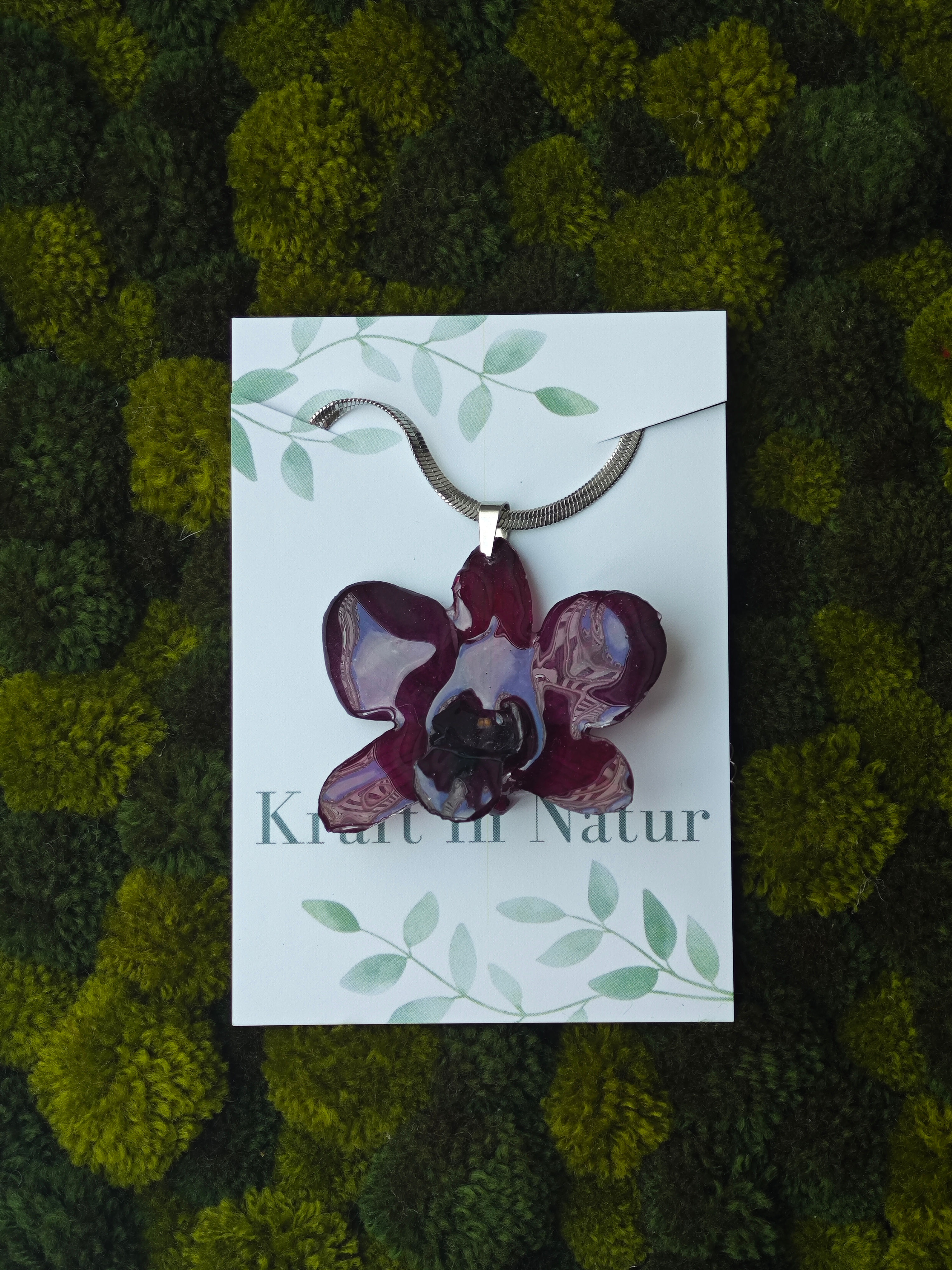 Dark Dendrobium Orchid Necklace
