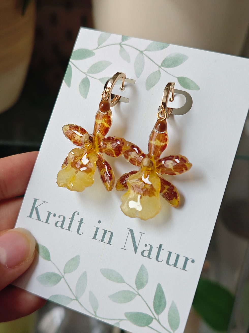 Small Yellow Cambria Orchids Creoles & Tiger Eye