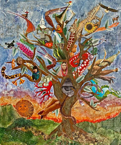 Sue Mullaney, No Partridge. No Pear Tree Collage, 14x18. Available