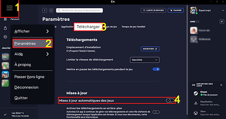 Désactiver màj auto EA App