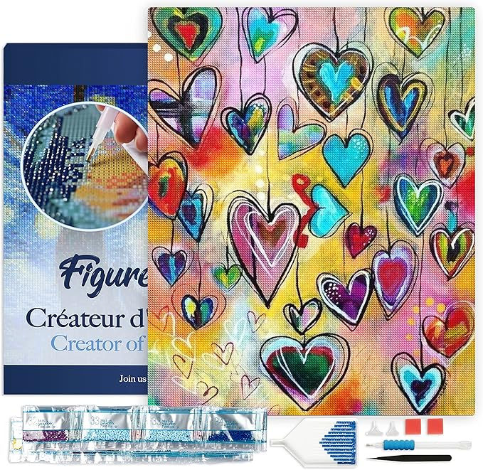 Figured’Art Diamond Painting Art kit for Adults- Hearts
