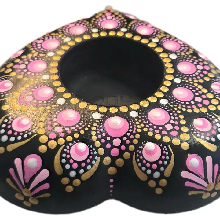 Thumbnail: Pink & Gold Heart Shaped 4” Candle Holder