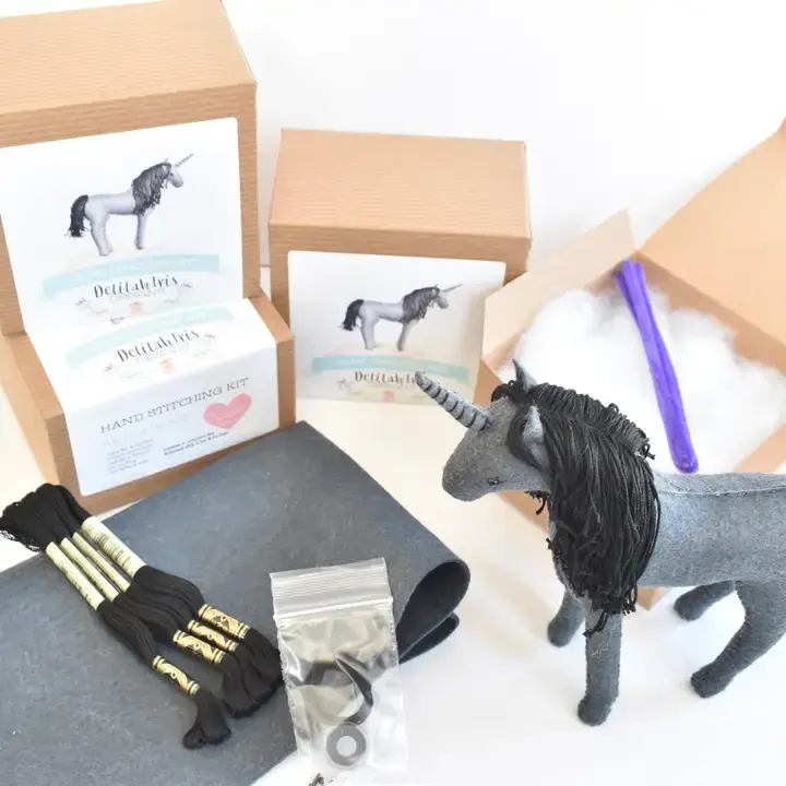 Thumbnail: Diy Felt Sewing Craft Kit - Dark Unicorn