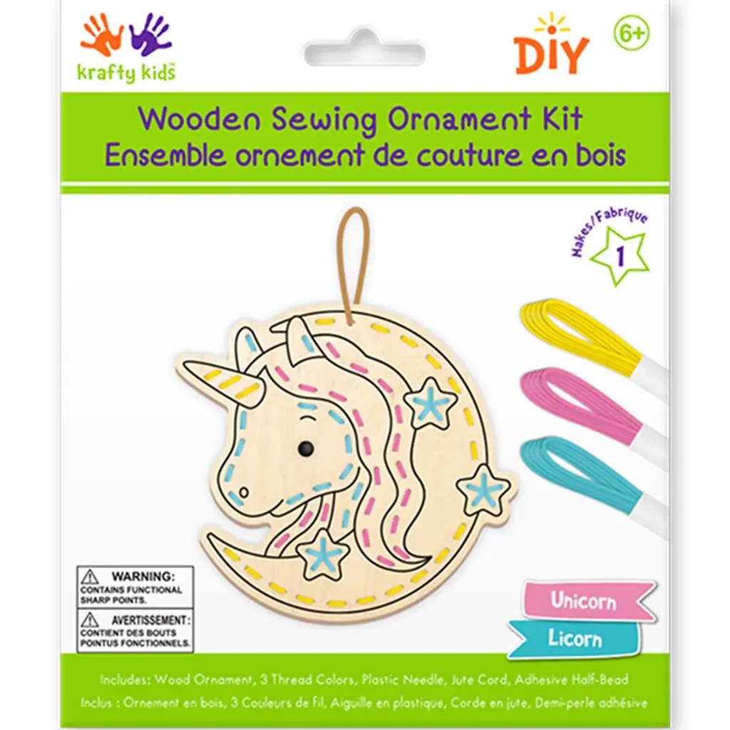 Krafty Kid Wooden Sewing Ornament Kit - Unicorn
