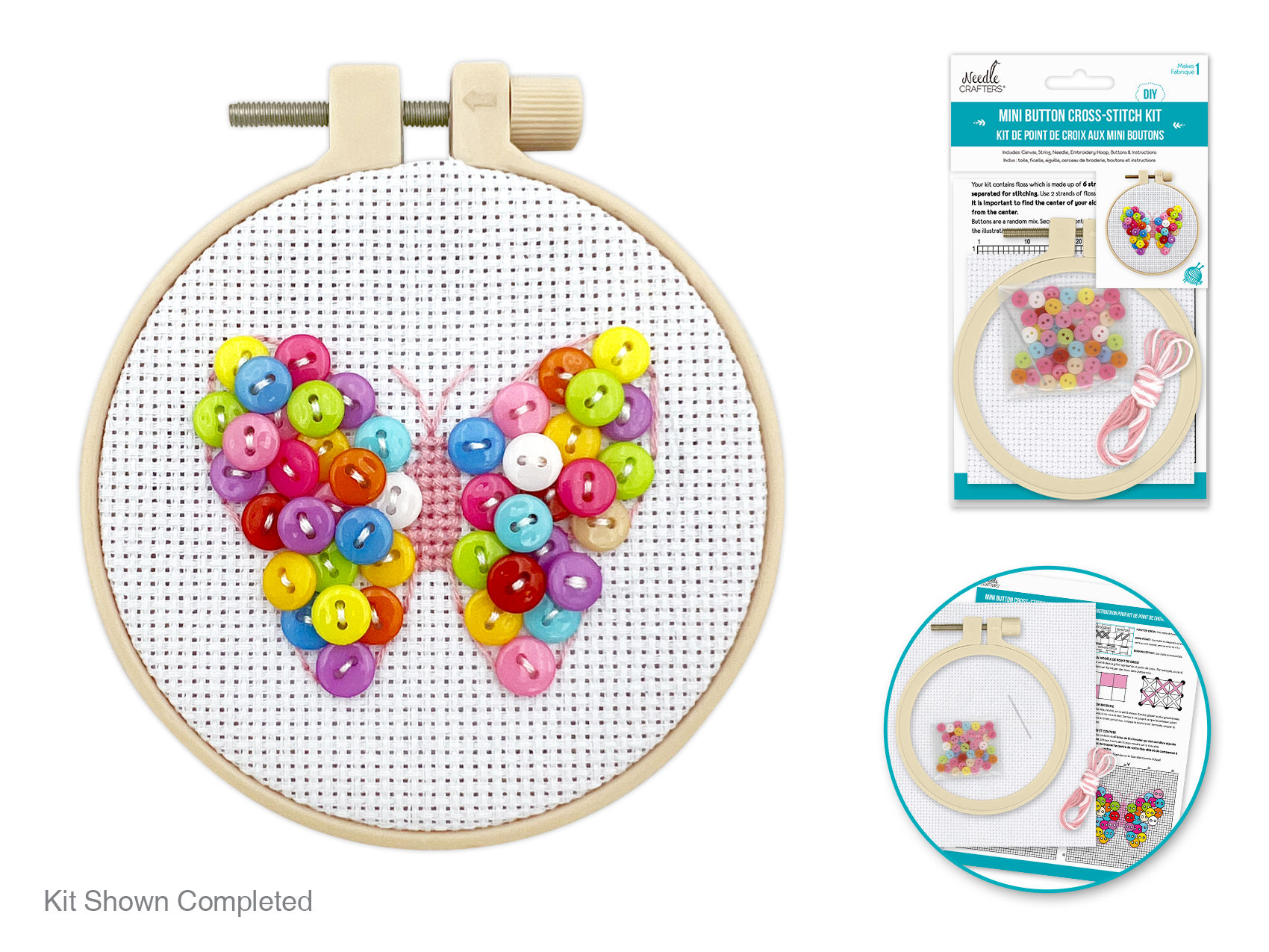 DIY Mini Button Cross-Stitch Kit -Butterfly