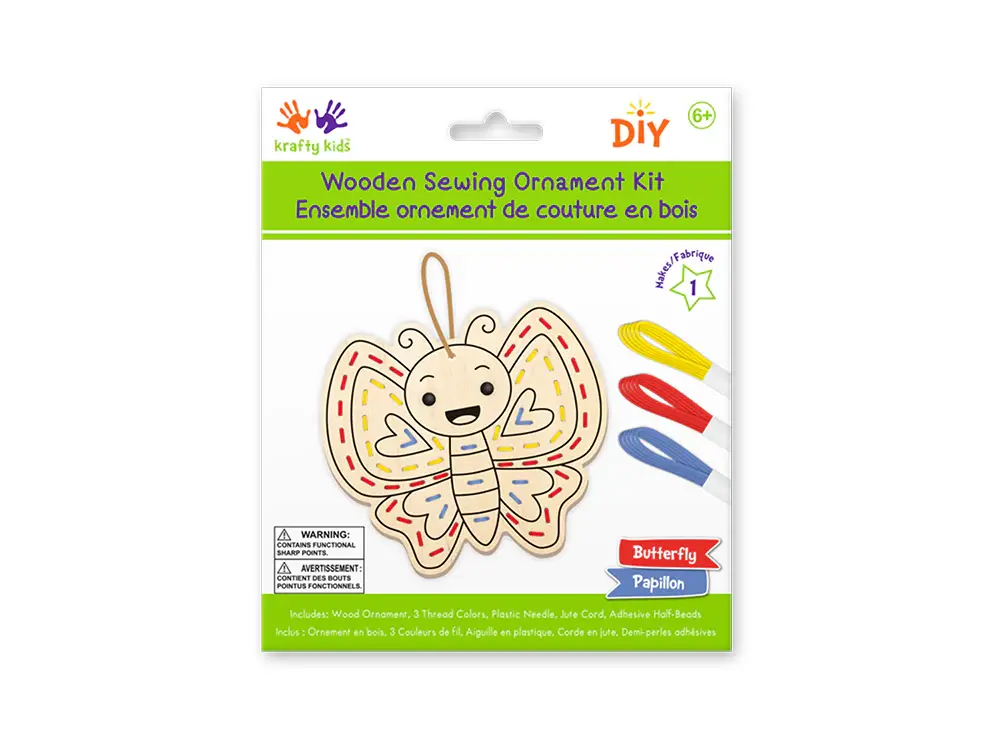 Wooden Sewing Ornament Kit - Butterfly