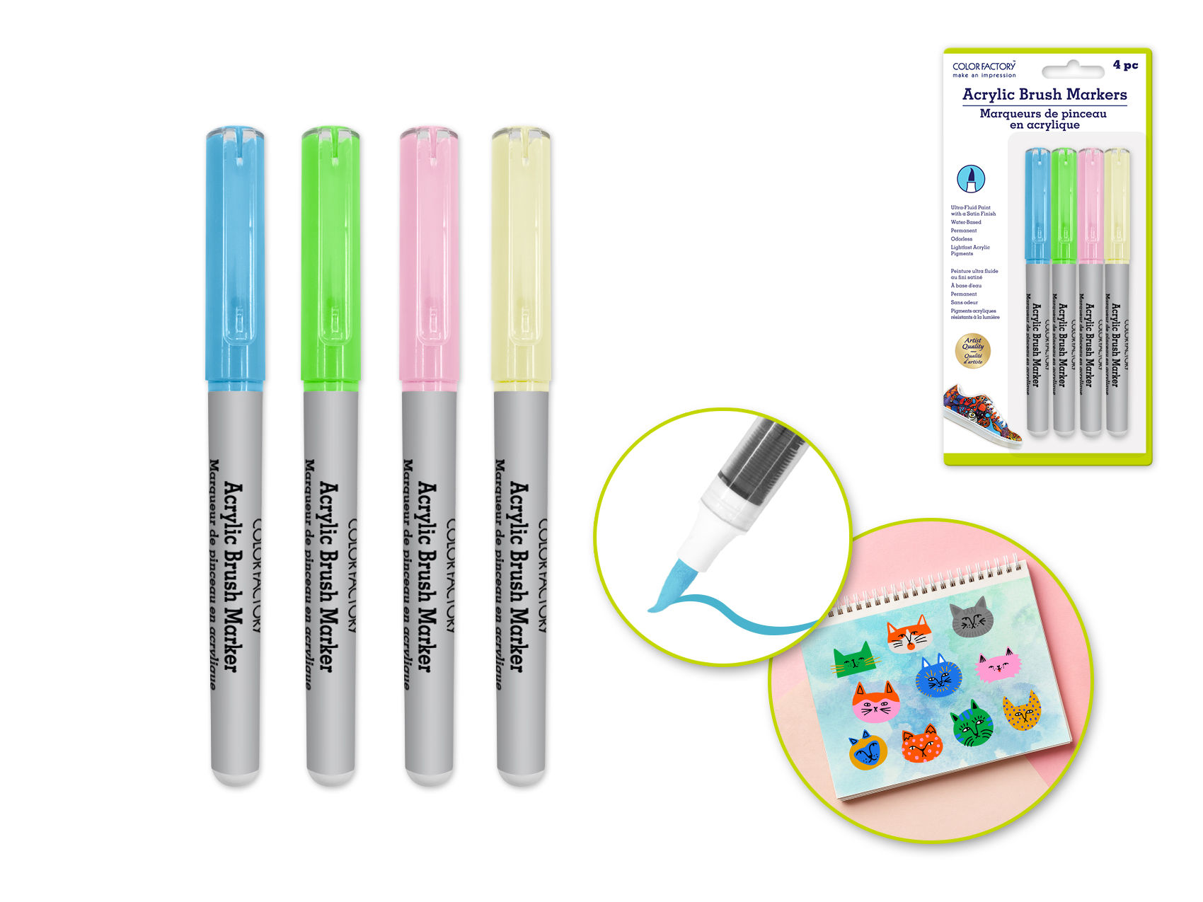 Liquid Acrylic Paint Brush Markers 4pk - Pastels