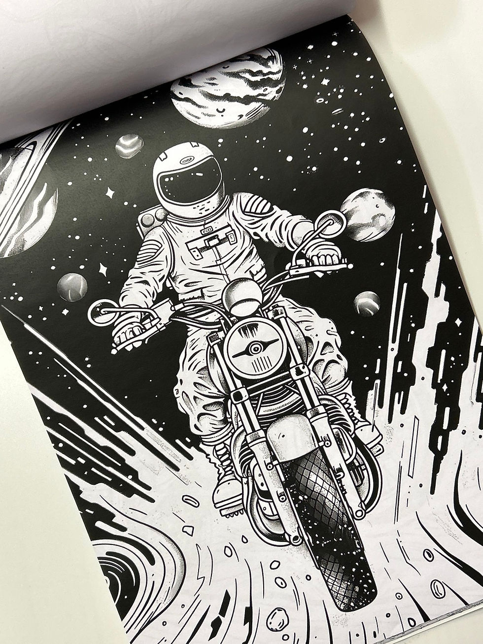 Thumbnail: Interstellar Motorcycle Rider - Coloring Book 