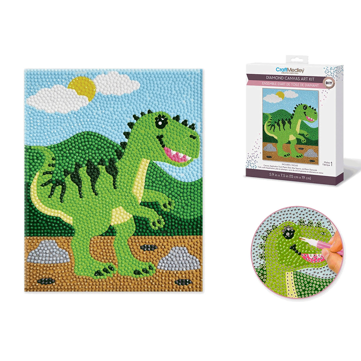 Craft Medley Kit: DIY Diamond Painting Kit Dino