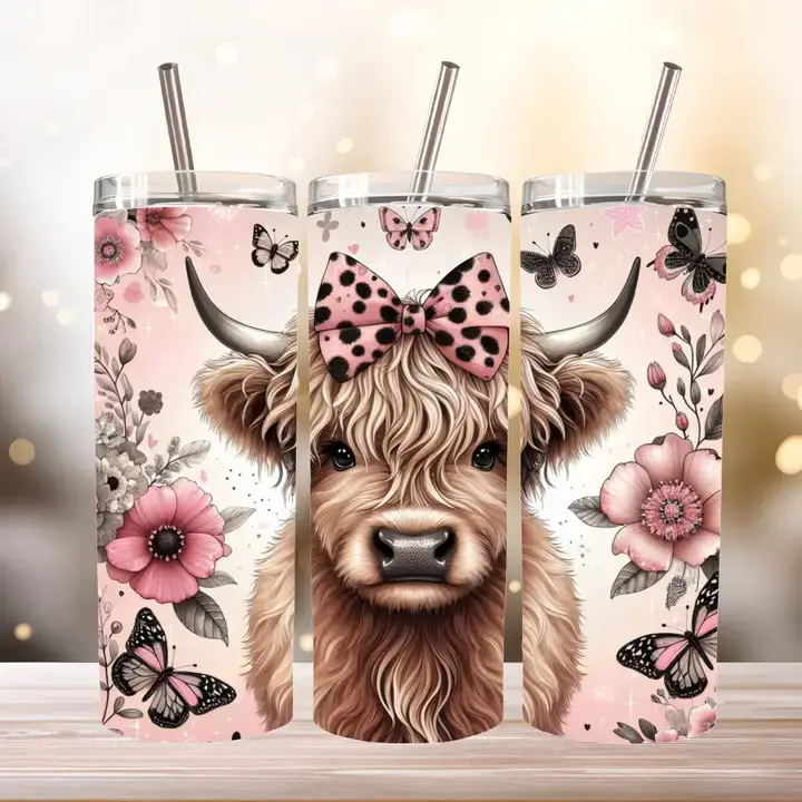 Highland Cow Tumbler, 20 oz. Stainless Steel