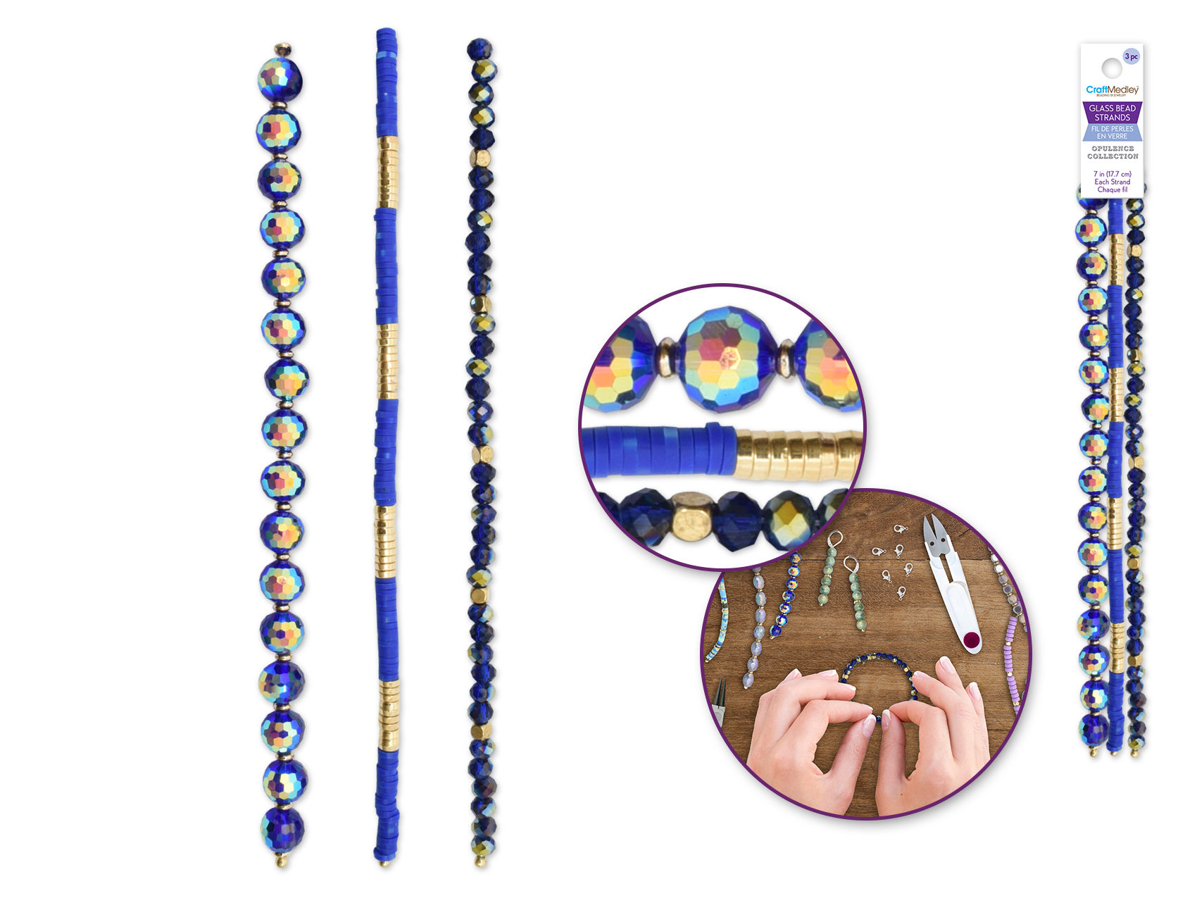 Glass BeadsTriple Strand Sapphire
