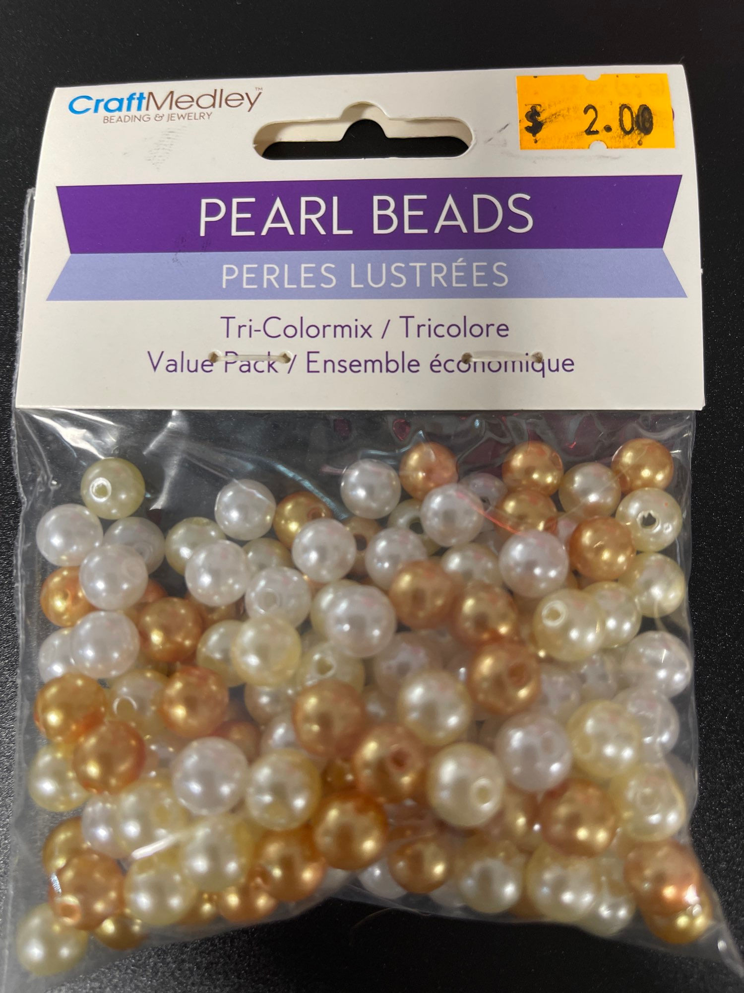 Pearl Beads Tri-Colormix Gold