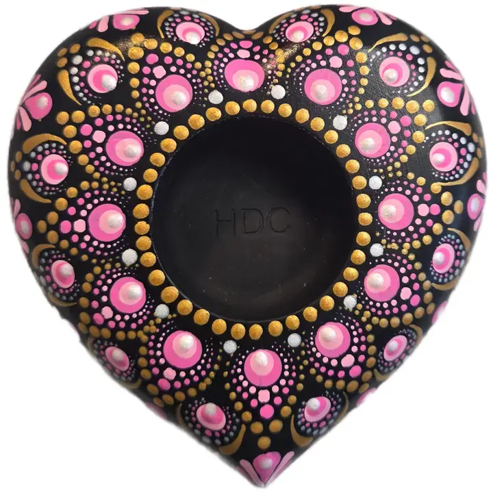 Pink & Gold Heart Shaped 4” Candle Holder