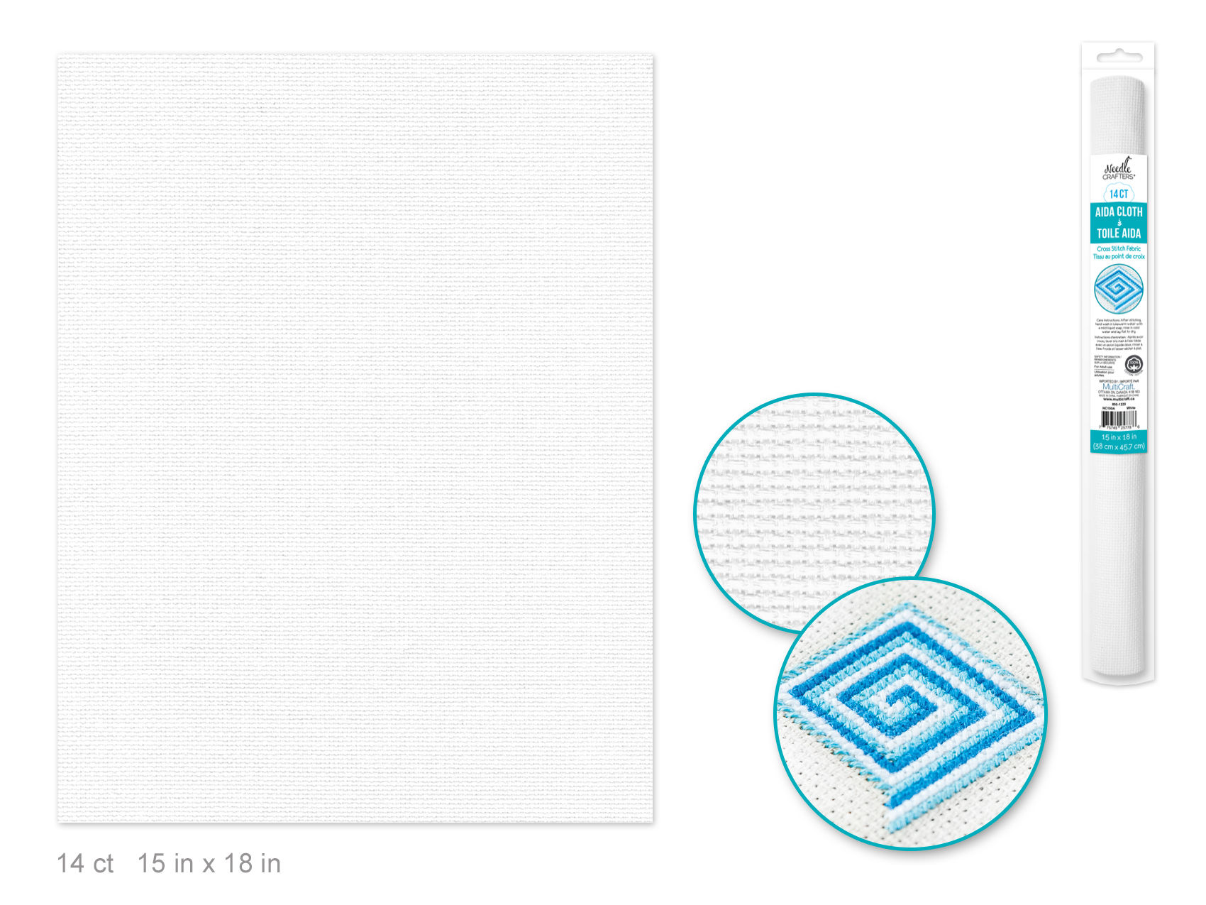 14ct Aida Cloth 15"x18" Cross Stitch Fabric- White
