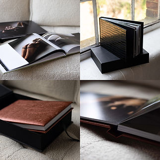 A collage of images showing photo albums