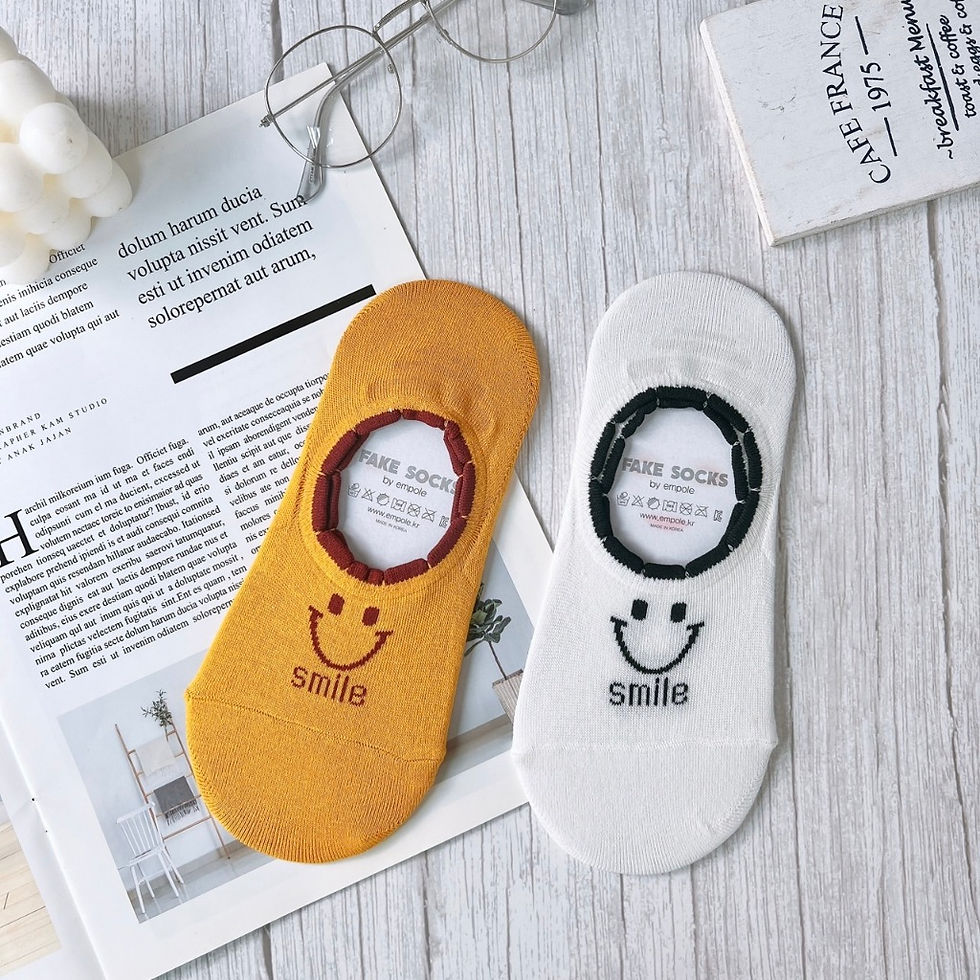 縮圖：笑臉花邊襪 微笑襪子