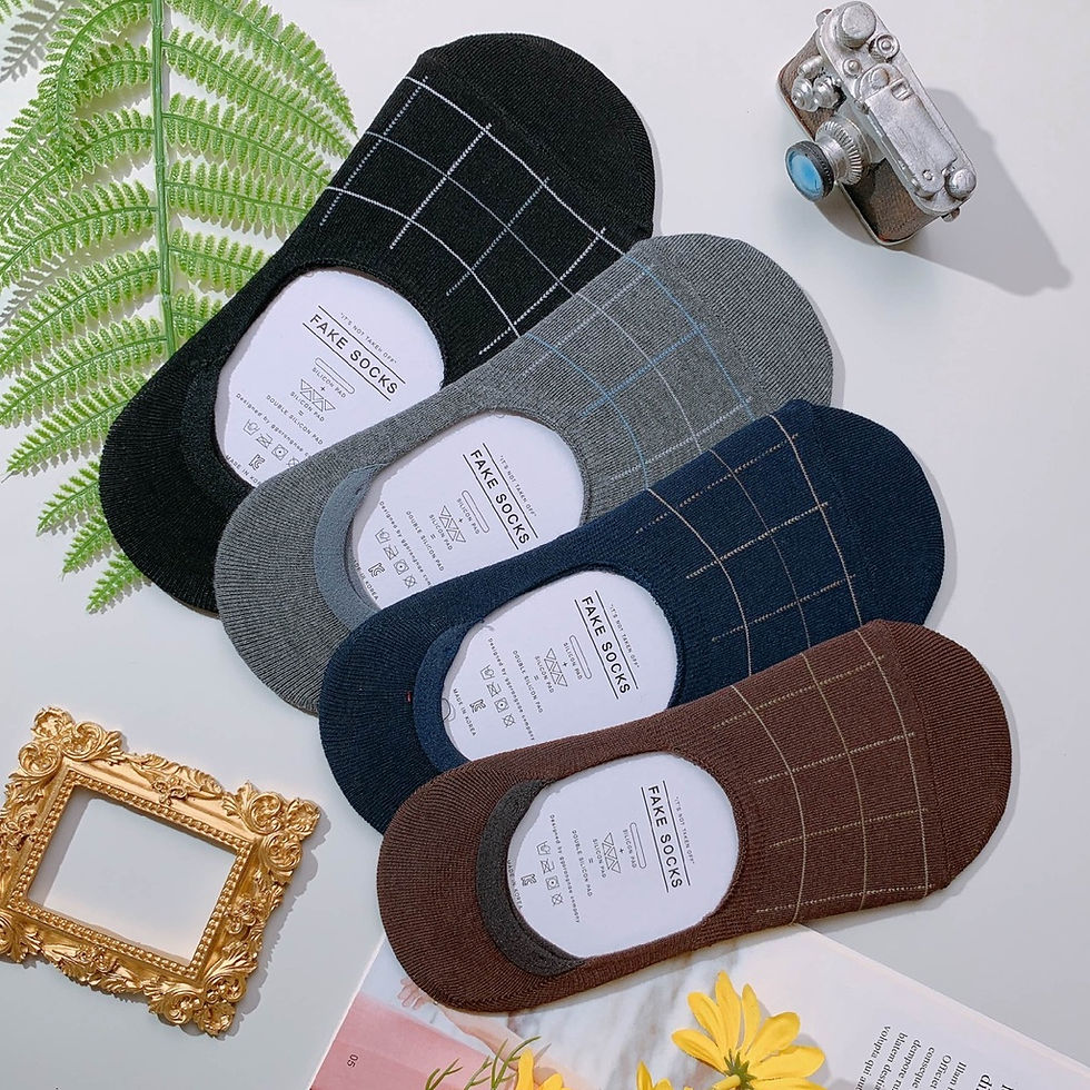 縮圖：紳士格紋短襪 男短襪