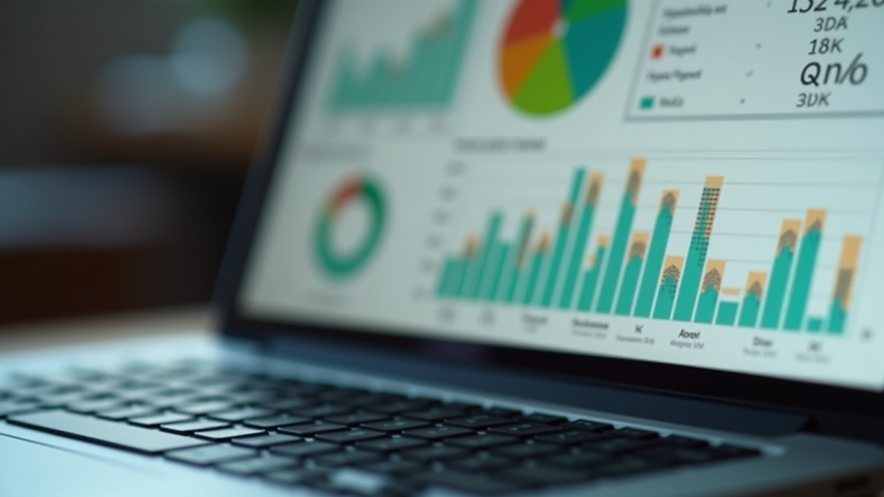 Close-up view of a laptop screen showing farm data analytics dashboard