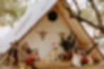 Gorgeous and unique Christmas Glamping tent near Austin, TX in the hill country. Beautiful Christmas decorations adorn a luxury glamping tent or dome surrounded by nature in the hill country with views over Lake Travis near Marble Falls, Texas.