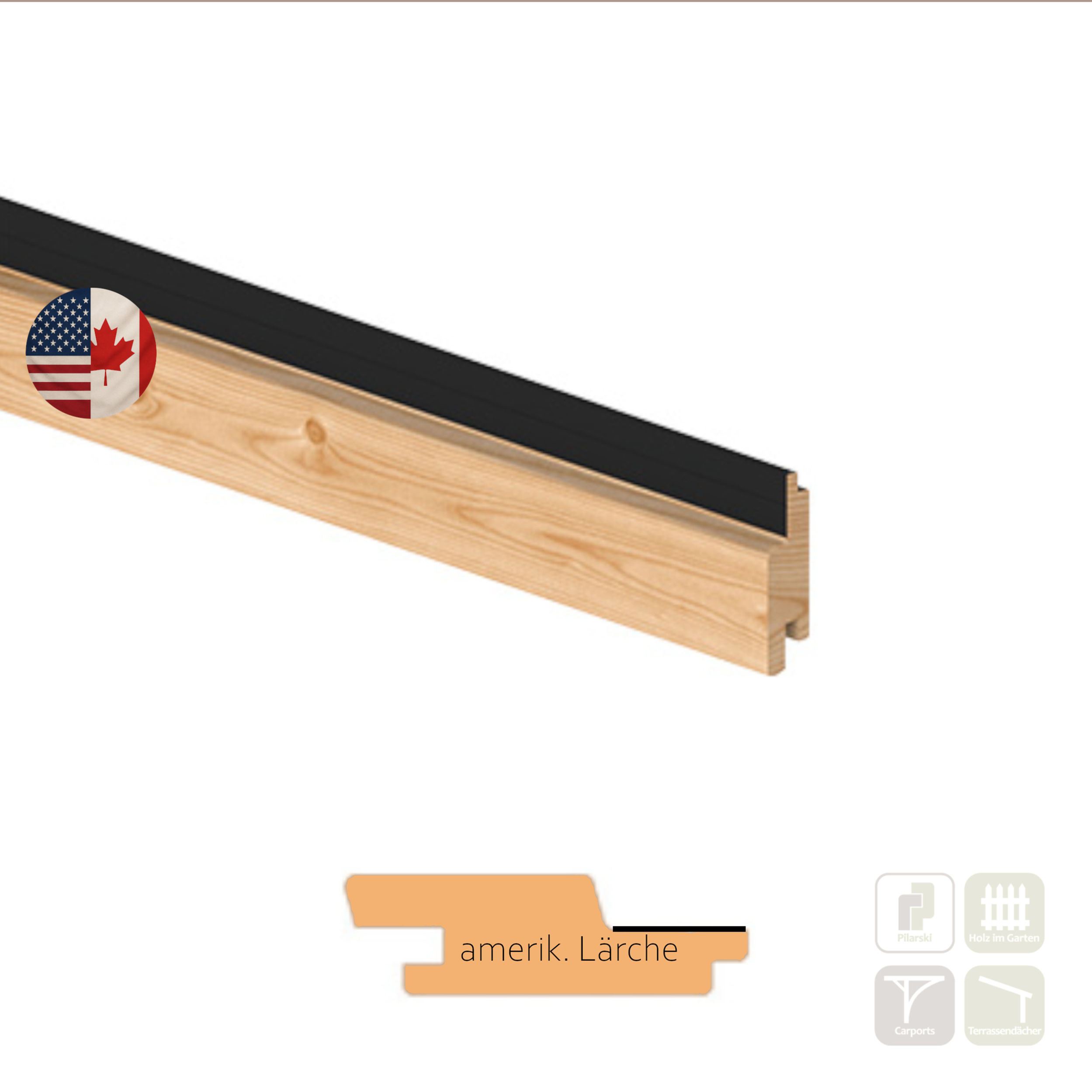 Rhombusprofil nordamerik. Douglasie gehobelt N+F 27x96mm schw. Feder