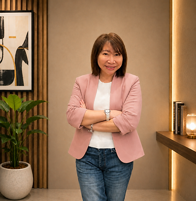 A professional and welcoming portrait of Esther, personal growth coach and founder of True Arch.