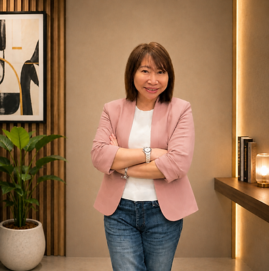 A professional and welcoming portrait of Esther, personal growth coach and founder of True Arch.