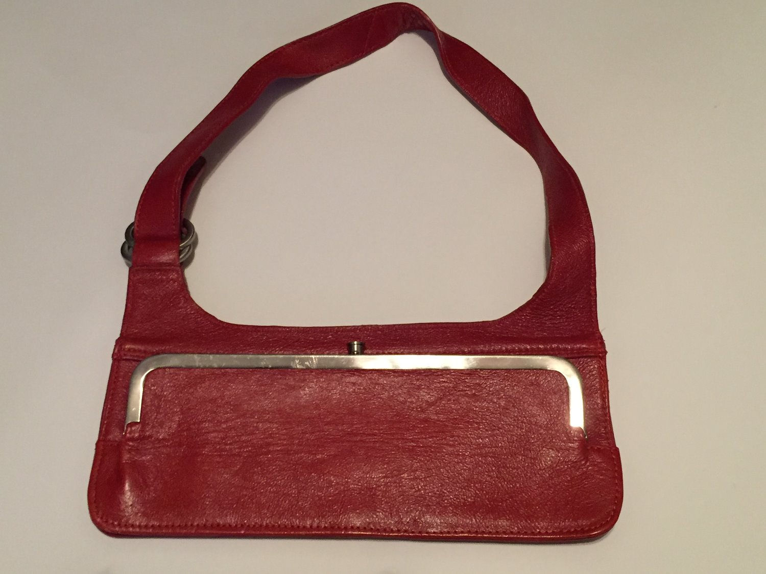 LATICO Slim Orange/Rust Leather Flap Kiss Lock UltraThin Shoulder