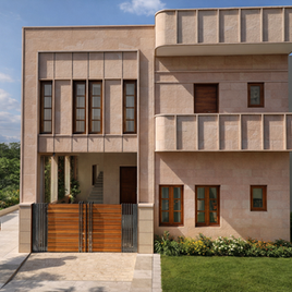 Contemporary Jodhpur Residence Luxury with Beige Sandstone elevation