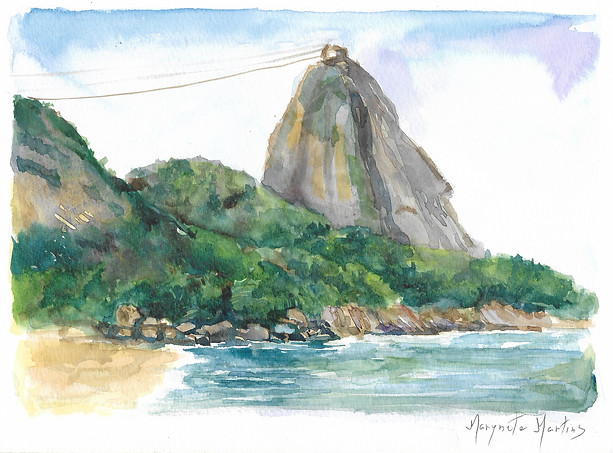 Pão de Açúcar - RJ, Aquarela sobre canso