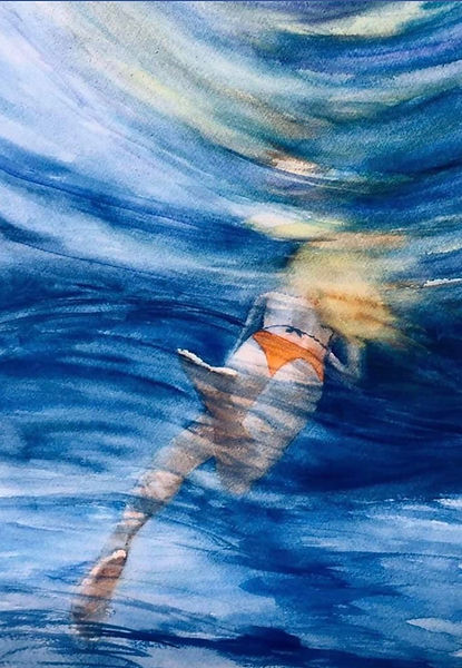 Mar Azul, aquarela sobre papel, 75x55cm,