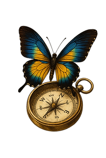Mariposa y brújula