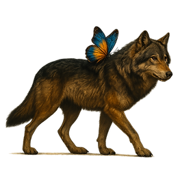 Lobo y Mariposa simbolizando su transformación