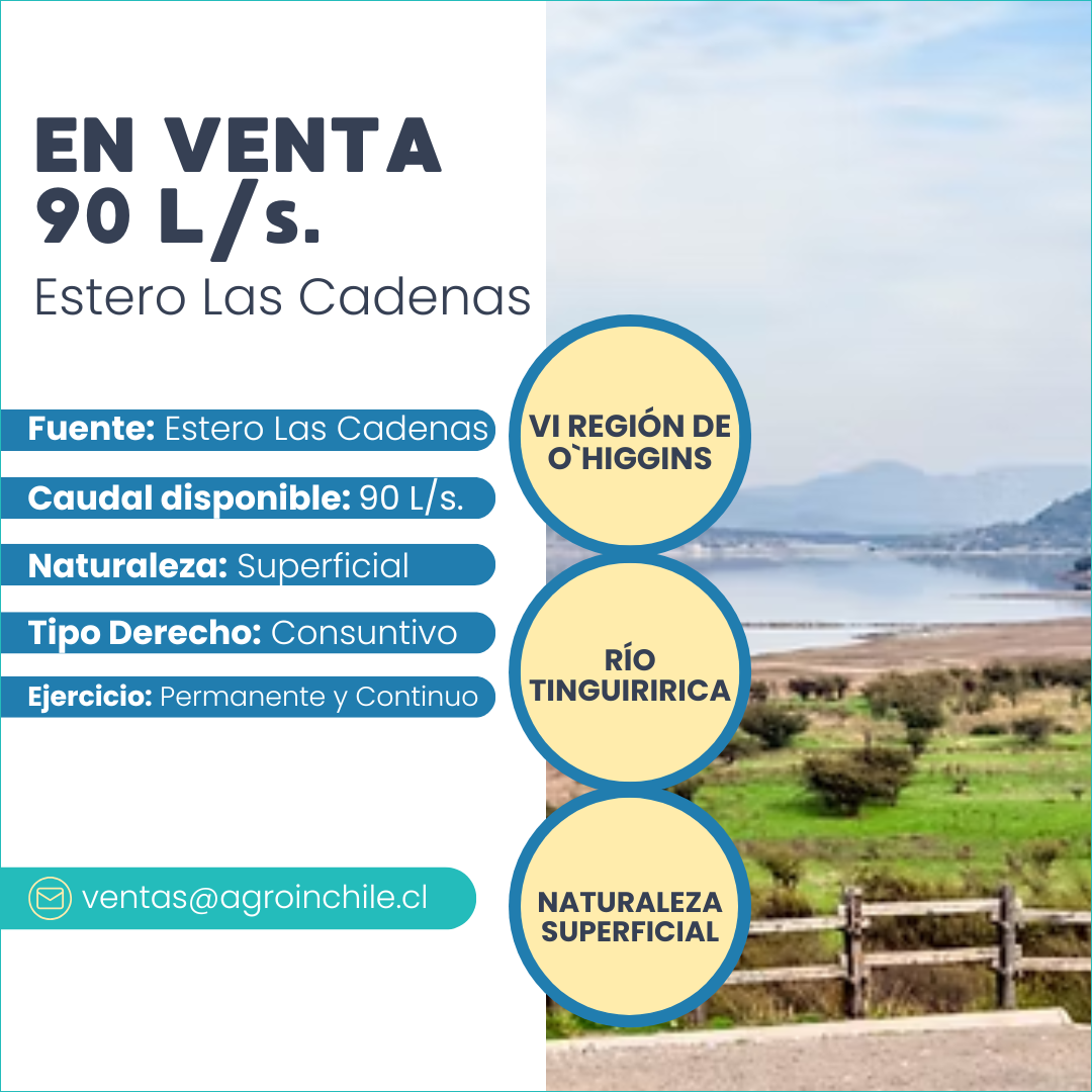 EN VENTA - 90 L/s - Estero Las Cadenas