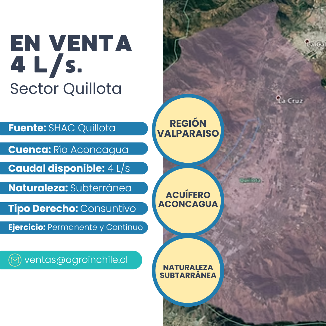 EN VENTA - 4 L/s - Sector Quillota