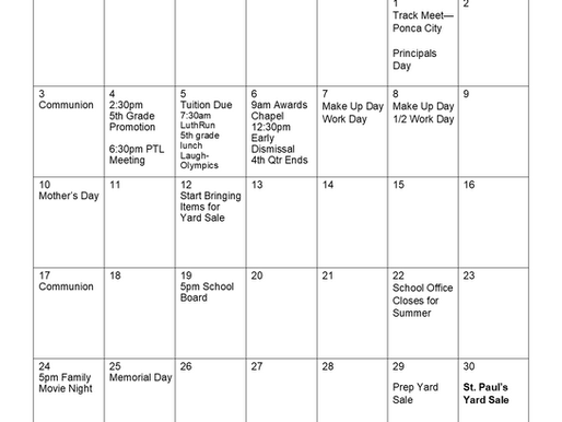May 2026 - School Calendar