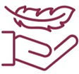 Symbol für Leichtigkeit, eine Hand die eine Feder hält