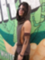 hooded top, fringe armband