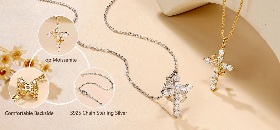 Thumbnail: M-JAJA Moissanite Rotatable Crown Cross Pendant Necklace for Women S925 Silver J