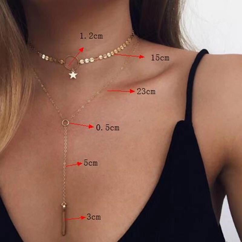Thumbnail: Simple Fashion Sweet Romantic Gold Color Metal Clavicle Chain Necklace Ladies Co