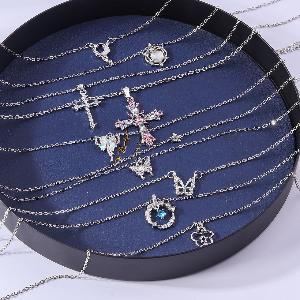 Thumbnail: Y2K Crystal Butterfly Heart Necklace Fashion Kpop Shiny Clavicle Chain Necklaces