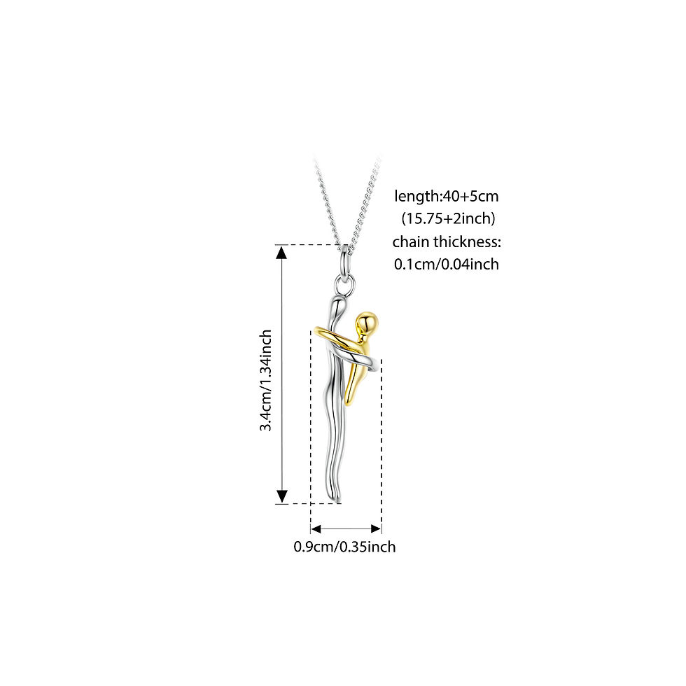 Thumbnail: BAMOER 925 Sterling Silver Two-tones Hug Necklace, Detachable Mother and Child P